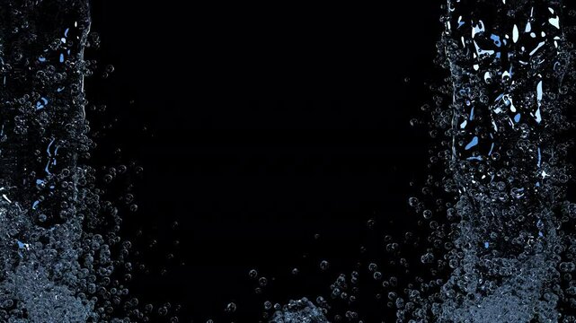 Splashes, water flow, fluidity and jet on a transparent background with an alpha channel.