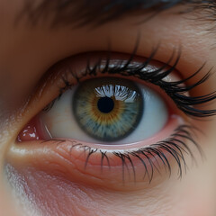 Fototapeta premium Close-up of a human eye with heart-shaped iris