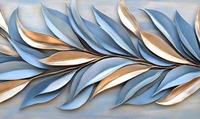 Elegant blue and gold leaf garland.