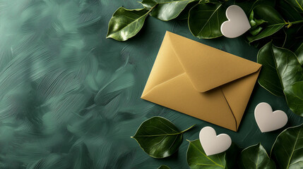 Charity Fundraiser Invitation: A gold card surrounded by hearts and supportive leaves