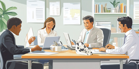 Multiethnic Team of Business Professionals Collaborating in Modern Office Workspace for Strategic Planning and Innovation






