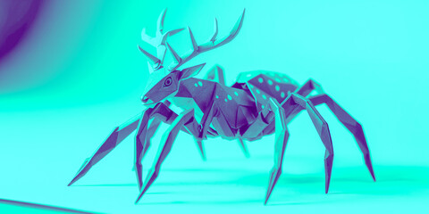Fototapeta premium Creepy Paper Deer Combine WIth Spider Genetics