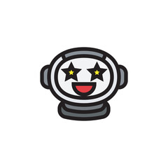 Cute character of star eyes astronaut flat icon vector design illustration. 