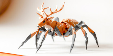 Fototapeta premium Creepy Paper Deer Combine WIth Spider Genetics