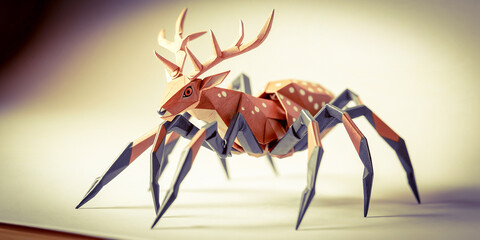 Fototapeta premium Creepy Paper Deer Combine WIth Spider Genetics