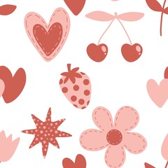Valentine hearts seamless 14 February love pattern for wrapping paper