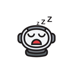 Cute character of sleeping astronaut flat icon vector design illustration, isolated on white background. 