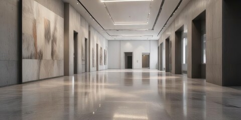 Naklejka premium Faded grandeur of modern art center lobby with blurred walls and floor, blur, modern art
