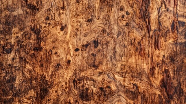 top view on brown burl wood table slab surface texture background
