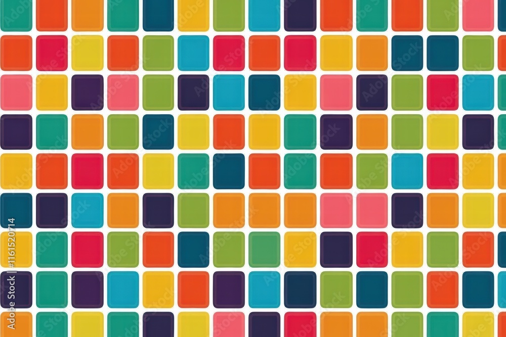 Wall mural Seamless pixel art inspired pattern featuring vibrant squares in various colors and sizes with no specific theme. Generative AI