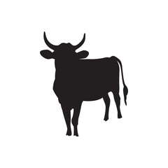 Silhouette of horn illustration, farm animals vector illustration. Isolated on white background. 