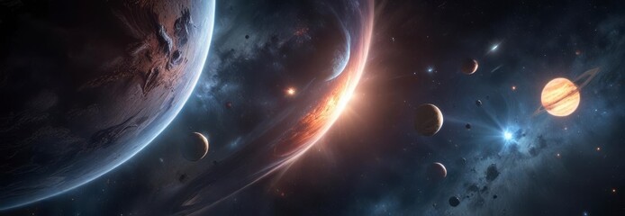 Obraz premium Deep space cosmos galaxy background with stars and planets, stars, cosmos