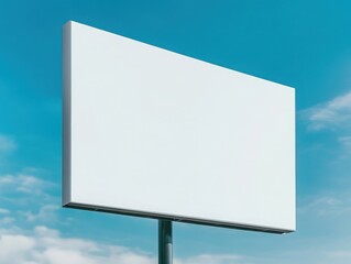 Obraz premium A blank billboard against a bright blue sky, perfect for advertising and promotional messages in urban settings.