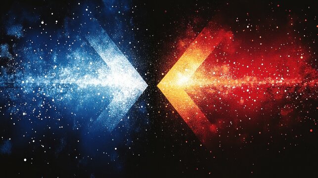 Abstract cosmic clash of fire and ice.