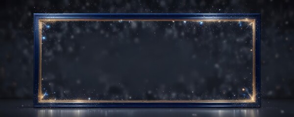 Glittering Dark Blue Frame with Sparkling Stars,  starry night,  shimmering light