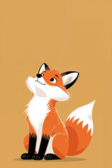 Red fox cartoon on Orange Background