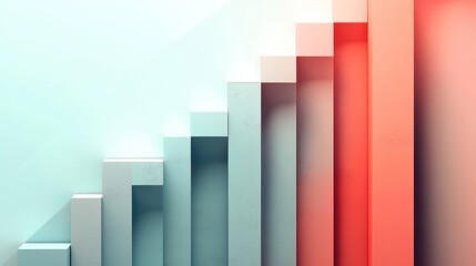 Abstract ascending pastel color blocks. generative ai