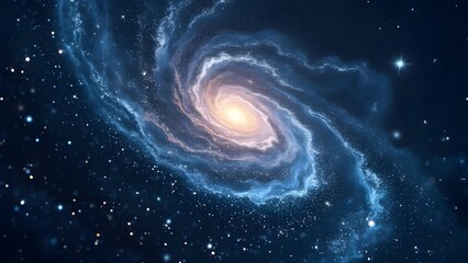 Majestic Spiral Galaxy, Deep Indigo and Starry Navy Blue Cosmos - AI Generated Space Art