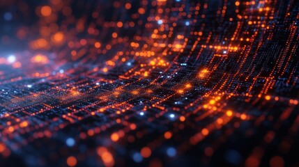 Abstract digital data flow, glowing network.