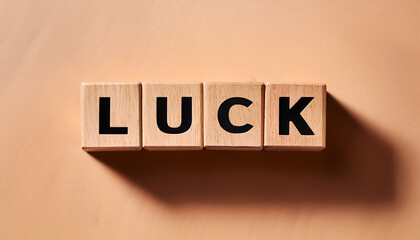 Wood block, text, LUCK, luck, message, comment, alphabet, convey, orange background