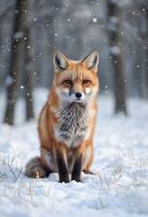 Obraz premium Red fox in the snow