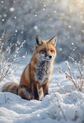 Fototapeta premium Red fox in the snow