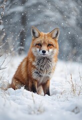 Fototapeta premium Red fox in the snow