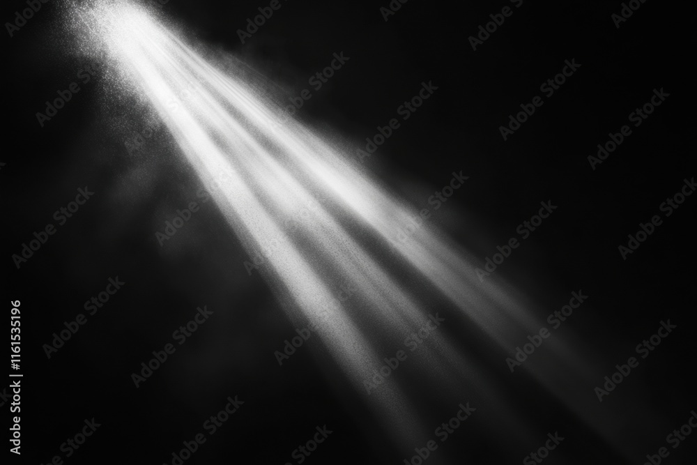 Poster narrow beam of light piercing through thick darkness in a quiet and mysterious atmosphere. generativ
