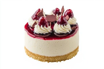 Chef Decorating a Delicious Cheesecake with Fresh Berries and Drizzle