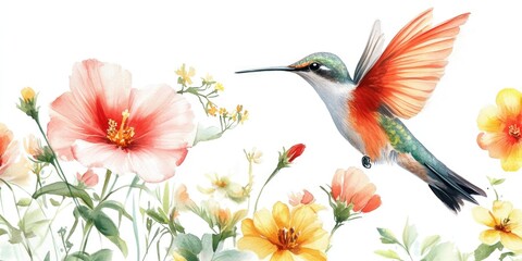 A Hummingbird on a Flowering Plant