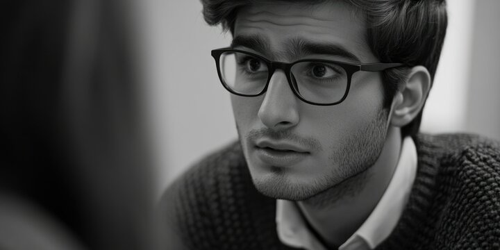 Contemplative Young Man at Desk