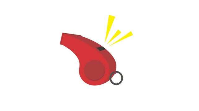 red whistle animation isolated on a plain background, alpha channel setting, looping animation