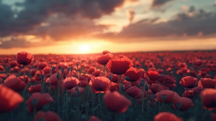 Obraz premium Sunset at Poppy Fields