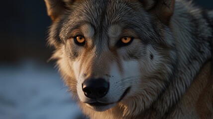 Fototapeta premium wolf wallpaper,A wolf crossing a frozen river in winter
