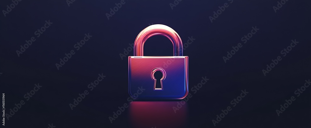 Aufkleber Elegant 3D Padlock Illustration Reflecting Digital Security and Data Protection Concepts : Generative AI