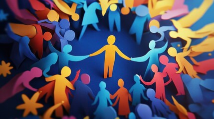 Unity in Diversity: Colorful Paper People Forming a Circle of Connection and Collaboration