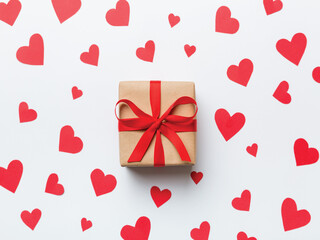 valentine day composition red gift box