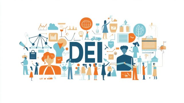 Diversity Equity Inclusion DEI Initiative Concept  Illustrative Graphic Design