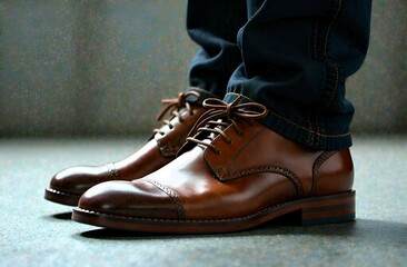 men's feet in stylish boots. beautiful shoes