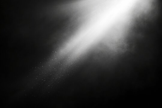 Narrow beam of light penetrating deep darkness creates a mesmerizing display of illumination and shadows. Generative AI