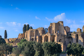 View of the Palatine Hill in Rome, Italy: remain of the Domus Severiana.