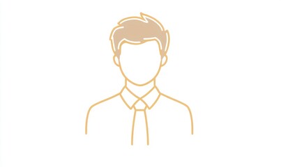 Business man icon outline, wearing shirt, tie, with hair.
