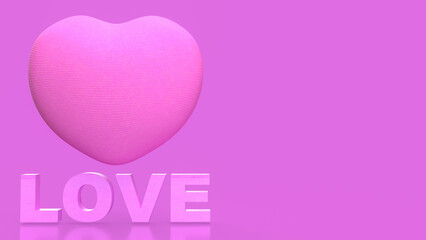 The Hearth and love text for valentine or wedding concept 3d rendering..