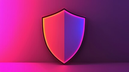 A stylized, colorful shield icon set against a vibrant gradient background, representing protection and security.