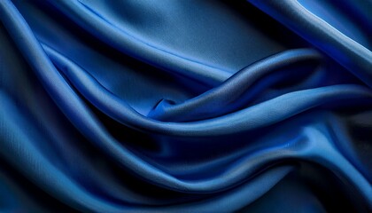 Obraz premium A dark blue fabric with smooth, flowing folds, creating a draped, abstract background.
