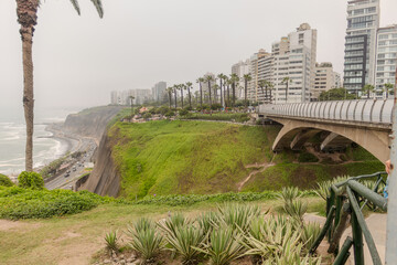 Malecón de Miraflores, coastal landscape of the city of Lima, Peru.
