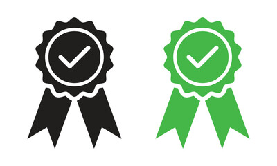 Vector Rosette Medal With Check Mark Icon Set