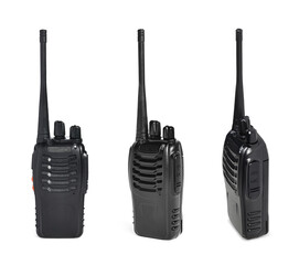 Walkie talkie isolated on white. Handheld radio