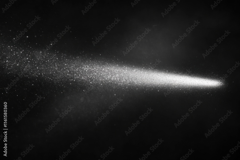 Aufkleber Narrow beam of light piercing through deep darkness creates a mesmerizing display of particles in the air. Generative AI