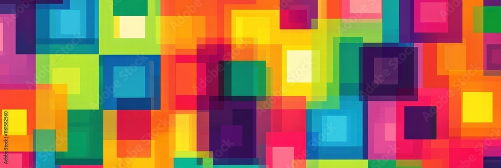 Aufkleber Vibrant pixel art seamless pattern with colorful squares in various sizes and arrangements inspiring creativity and joy. Generative AI